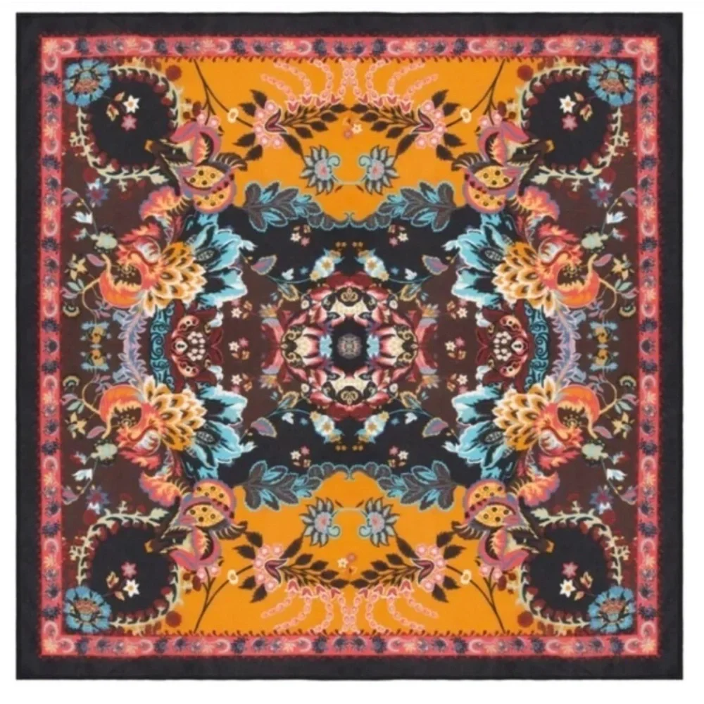Vismaya Rhapsody Floral Scarf Mustard Bohemian Square